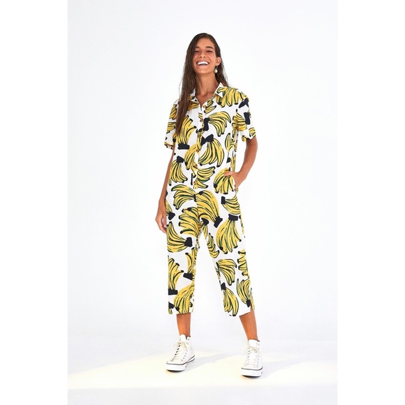 Anthropologie | Pants \u0026 Jumpsuits | Farm Rio Bossa Banana Jumpsuit |  Poshmark